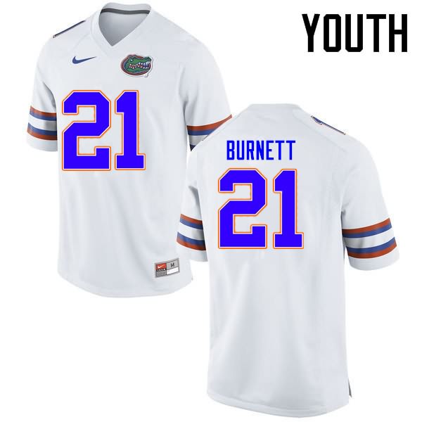 NCAA Florida Gators McArthur Burnett Youth #21 Nike White Stitched Authentic College Football Jersey NIE1764GY